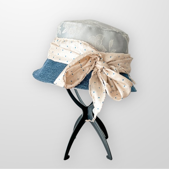 ♻️ Upcycle Hat Women’s Spring Hats with Hair Scarf Eco Friendly Sustaina… - Picture 6 of 8